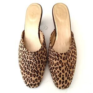 Vtg Mobwife Animal print slide mules kitten heel old money size 10 W chic soft